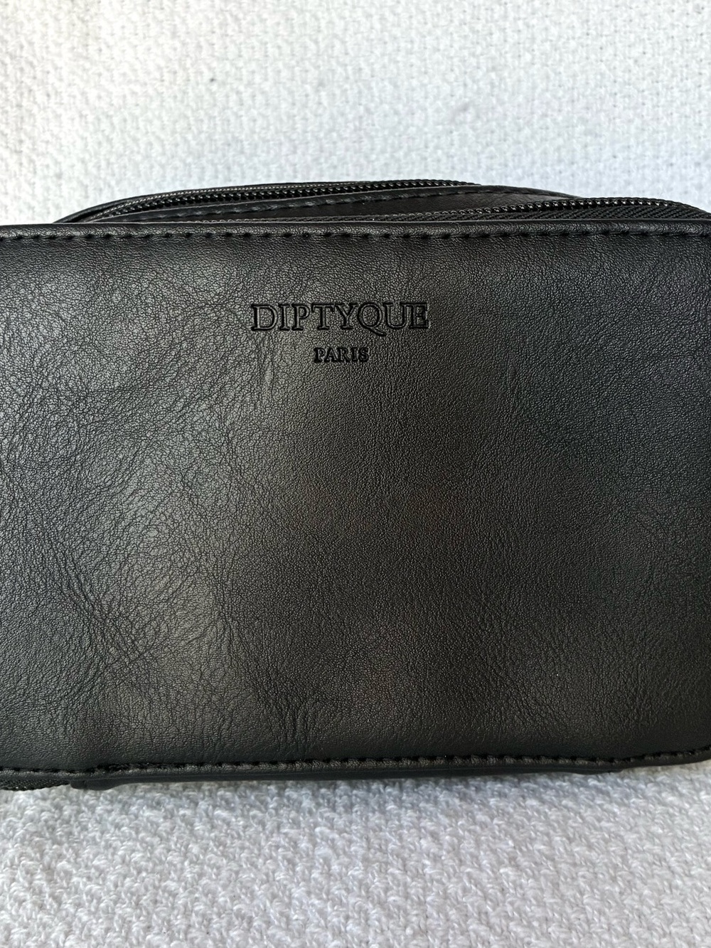 Diptyque x Qatar Airways Black Vegan Leather Business Class Amenity Travel Pouch